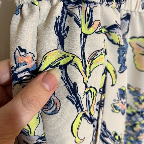 BCBG MAXAZRIA RYEN Medium M Cream Yellow Peach Floral Spring Pants POSH58 - Picture 4 of 16